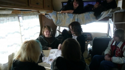 Inside the motorhome.