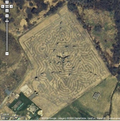 Google satellite view of Davis Mega Maze Google satellite view of Davis Mega Maze