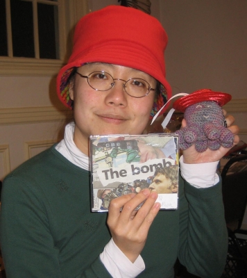 Rongo and Gertrude with the package