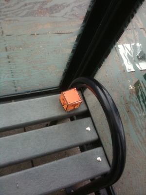 At a bus stop.