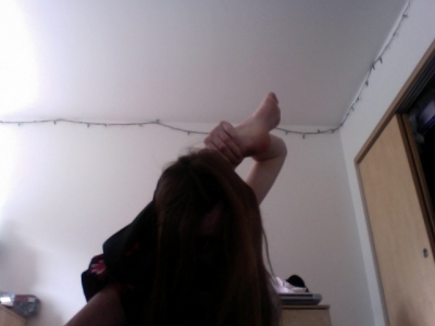 Foot behind head Foot behind head