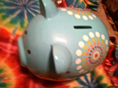 This is the piggy bank where Ty and I keep our wedding fund
