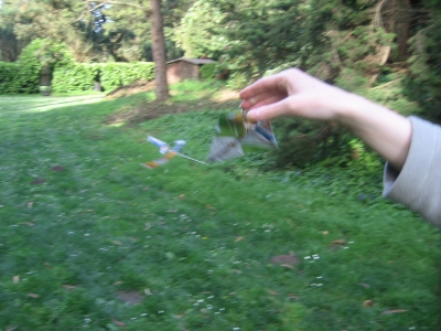 Kate holds the kite