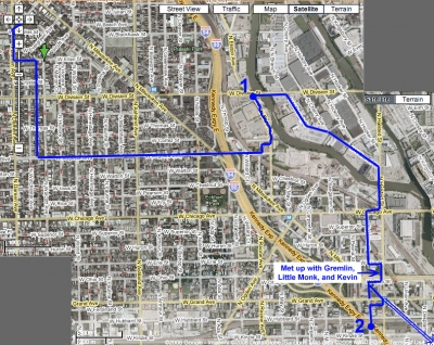 Route from the start to checkpoint 2