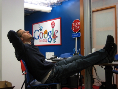 Chillaxing in the Google office, 3:00am