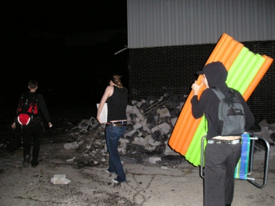 Sneaking to the site.