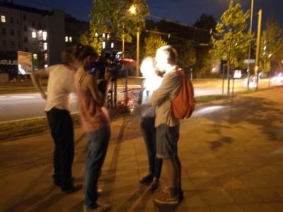 RBB Berlin interviewing chasers. RBB Berlin interviewing chasers.