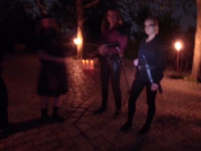 A blurry bagpiper, swordsman and a rogue. A blurry bagpiper, swordsman and a rogue.