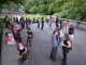 Gathering people.