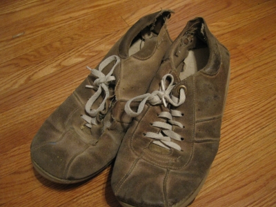 Tan shoes with white laces Tan shoes with white laces
