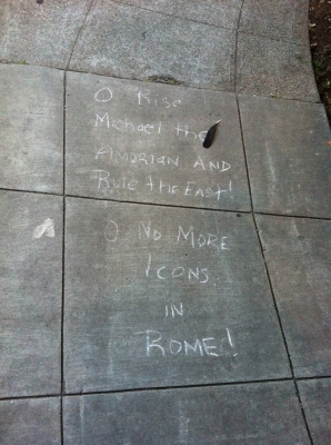 Sidewalk chalking outside Codornices Park. Sidewalk chalking outside Codornices Park.