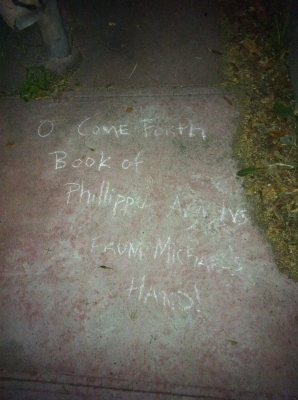 Sidewalk chalking outside La Loma Park Sidewalk chalking outside La Loma Park