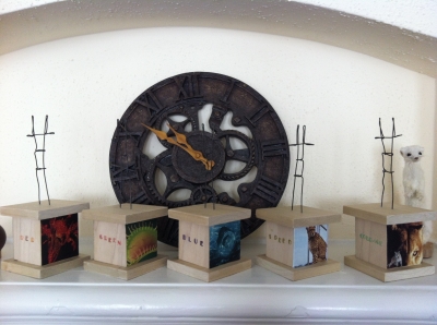 The trophies, front side...