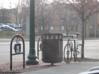Evidence of my subculture: fixies and yarnbombing.