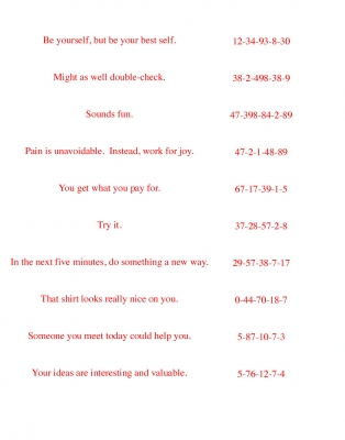 fortunes and lucky numbers