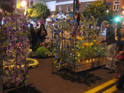 a lovely garden made of recycled materials