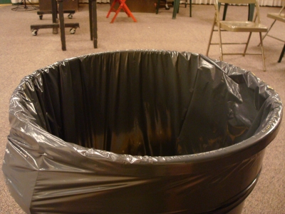 A trash can.