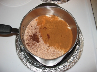 the spices were added, whisked and then set to steep for 15 minutes to extract the goodies