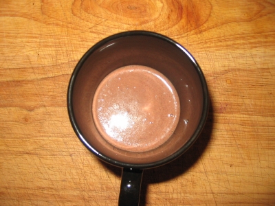 the final mixture, all set up in a drinking vessel