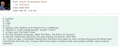 Lincoln's Audio Test Answers