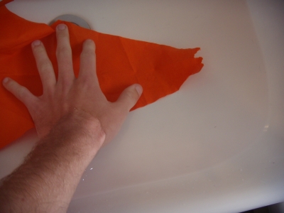 Sterilizing the flag.