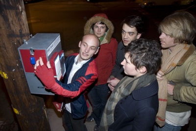 Explaining the nautre of the Box to passers-by.