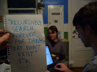 Recursively search forever for things that don't exist.