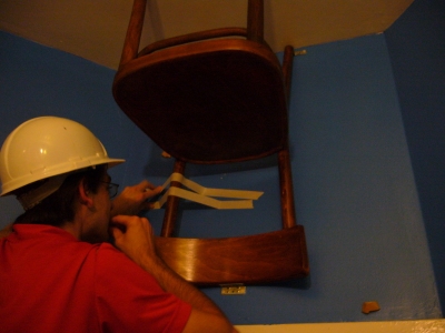 After the first screw, I resorted to tape for stability. After the first screw, I resorted to tape for stability.