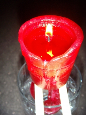 Emptying the candle. Emptying the candle.