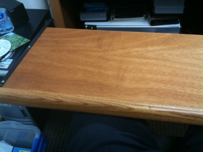 underbelly of the keyboard tray
