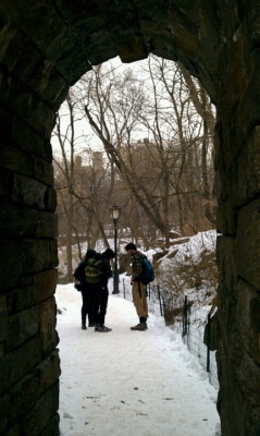 through the arch