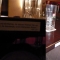 On the side of a tabe in a cafe.