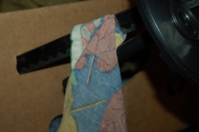A handkerchief in the... with a sword in, rather.