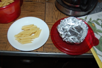 Past and hand crafted aluminum foil bowl.