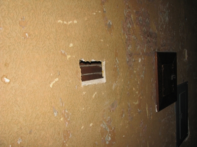 Hole next to old panel.