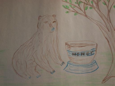 Bear and Honey Bowl with Tree by Michael