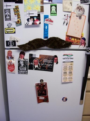 fridge with mustache