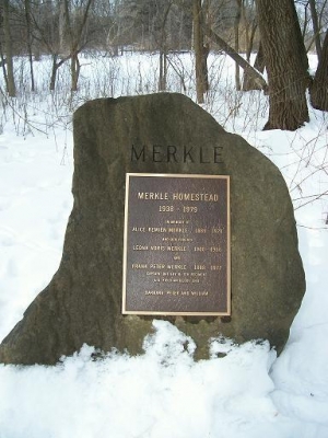 Merkle monument in back yard
